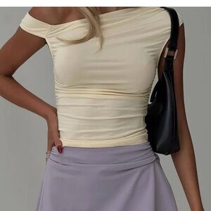 Princess Polly Soft Yellow Cowl Neck Top